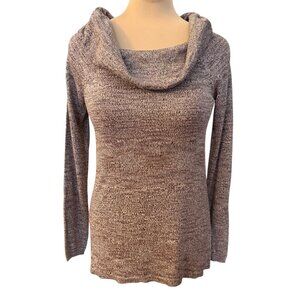 White House Black Market Metallic Marled Cowl Neck Long Sleeve Sweater Top